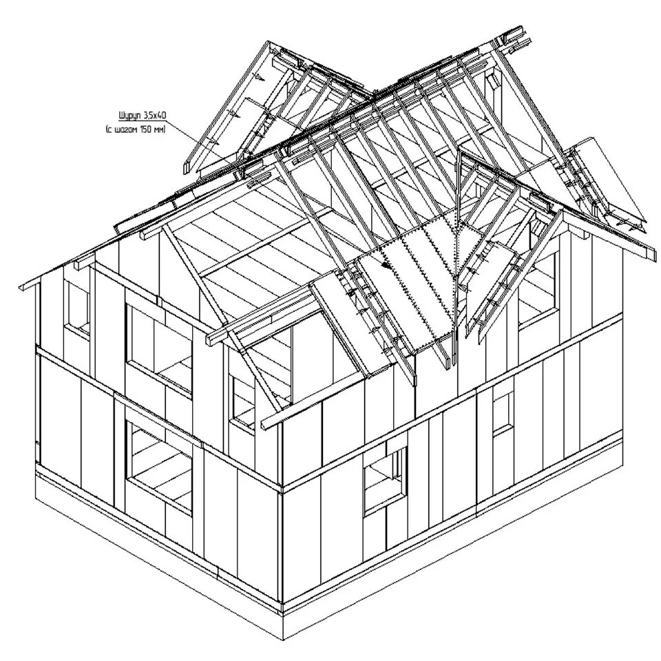 Проект крыши частного дома чертежи Инструкция по монтажу домов из SIP-панелей - ЭкоДомСтрой36