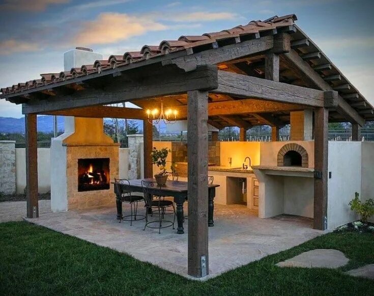 Проект летней кухни с мангалом фото Простые идеи своими руками - Разное OK.RU Outdoor fireplace patio, Backyard fire