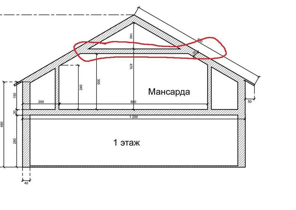 Проект мансарда дома чертеж Расчет мансардной крыши фото - DelaDom.ru