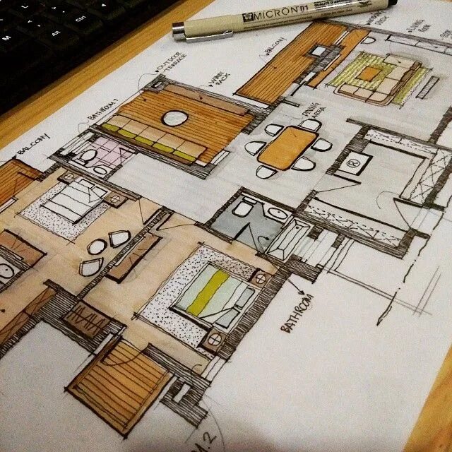 Проект мастера дизайна Reza Purnama on Instagram: "" Penthouse (2Bedroom) " #arquitetapage #sketch #ske