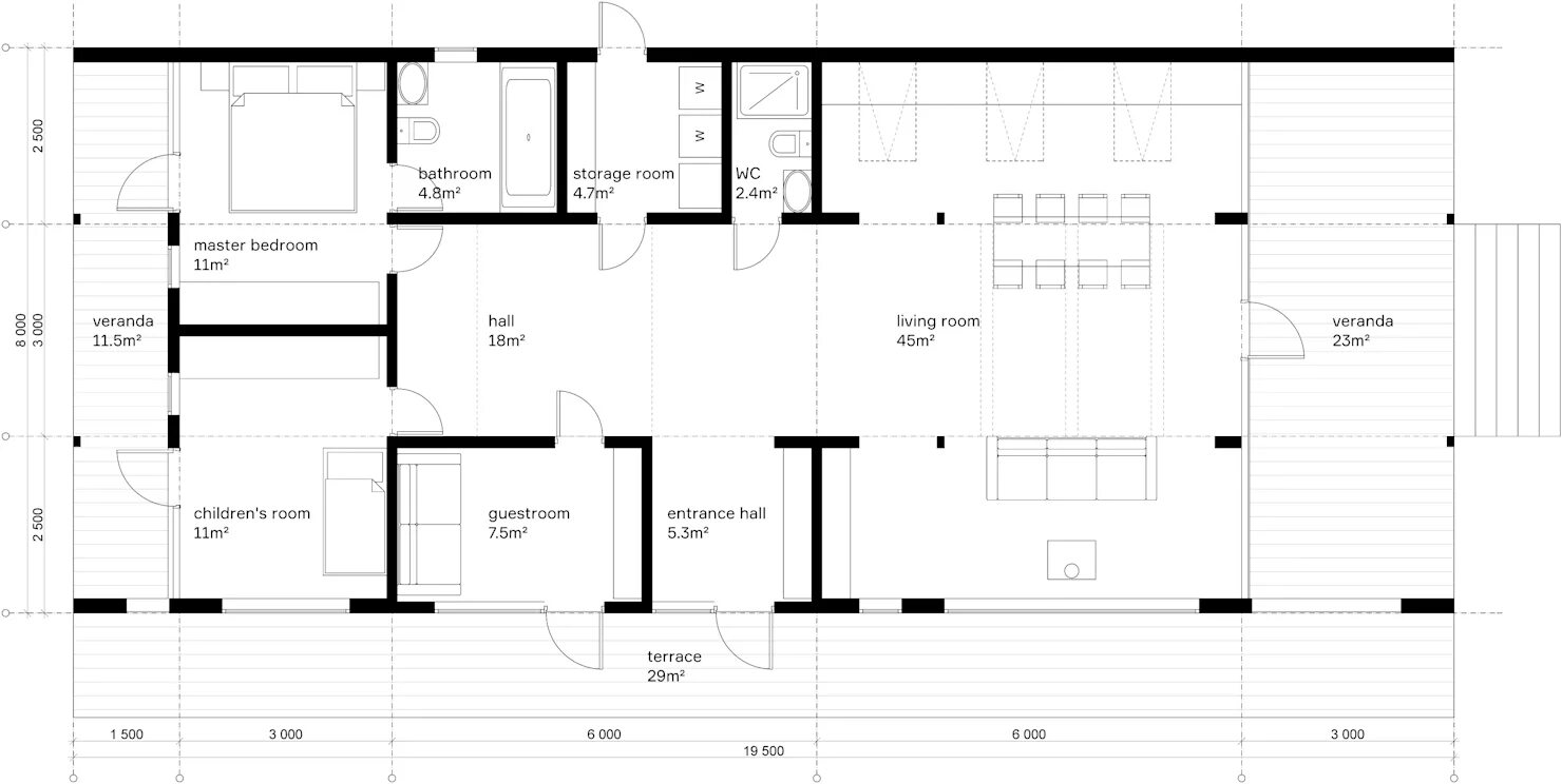 Проект модульного дома бесплатно с чертежами DublDom 2.110 homify Modernes holzhaus, Einrichtungsideen, Holzhaus