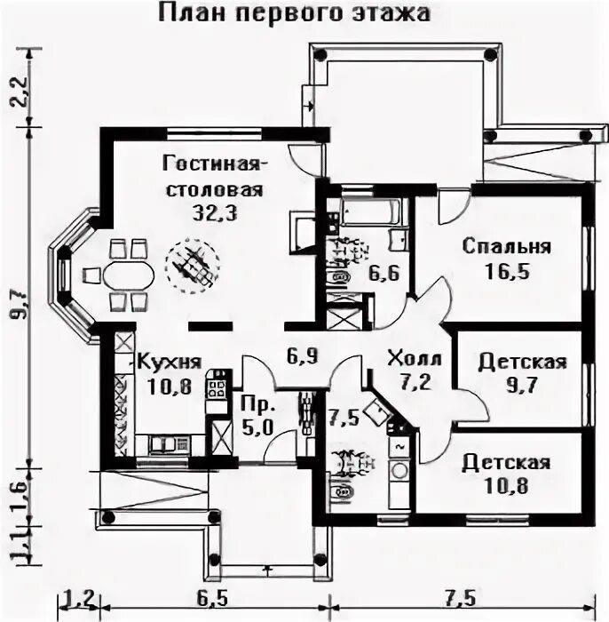 Проект одноэтажного дома чечни чертежами Строительство кирпичных и газобетонных домов в Москве по проекту AS-1096, дома п