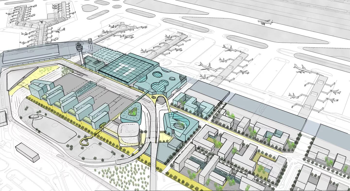 Проект планировки территории аэропорта Visuals - Schiphol Airport Masterplan - Projects - KCAP Urban design plan, Airpo