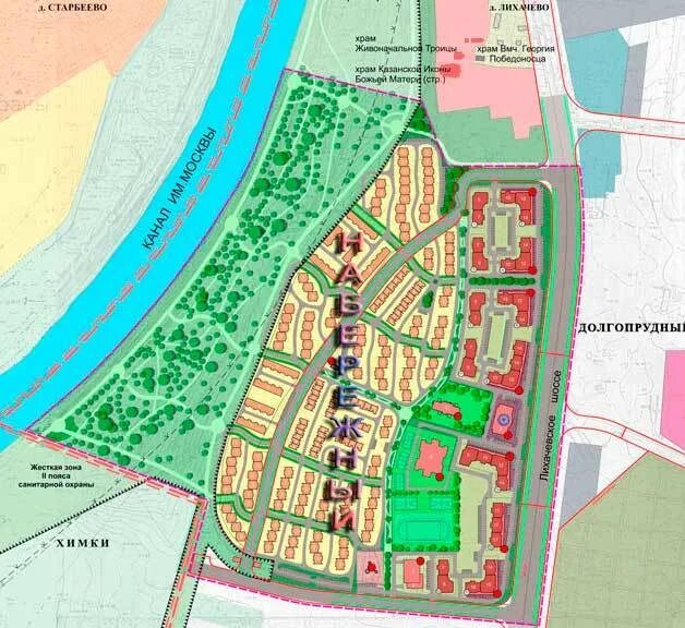 Проект планировки территории долгопрудный Генплан поселка таунхаусов Набережный