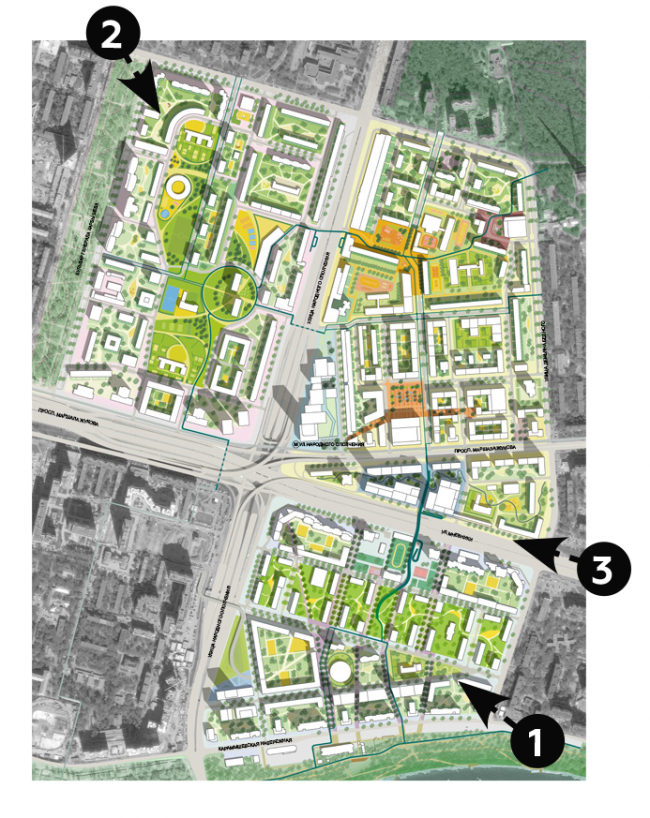 Проект планировки территории хорошево мневники Концепция реновации района Хорошево-Мневники © MLA+, Buromoscow Ландшафтные план
