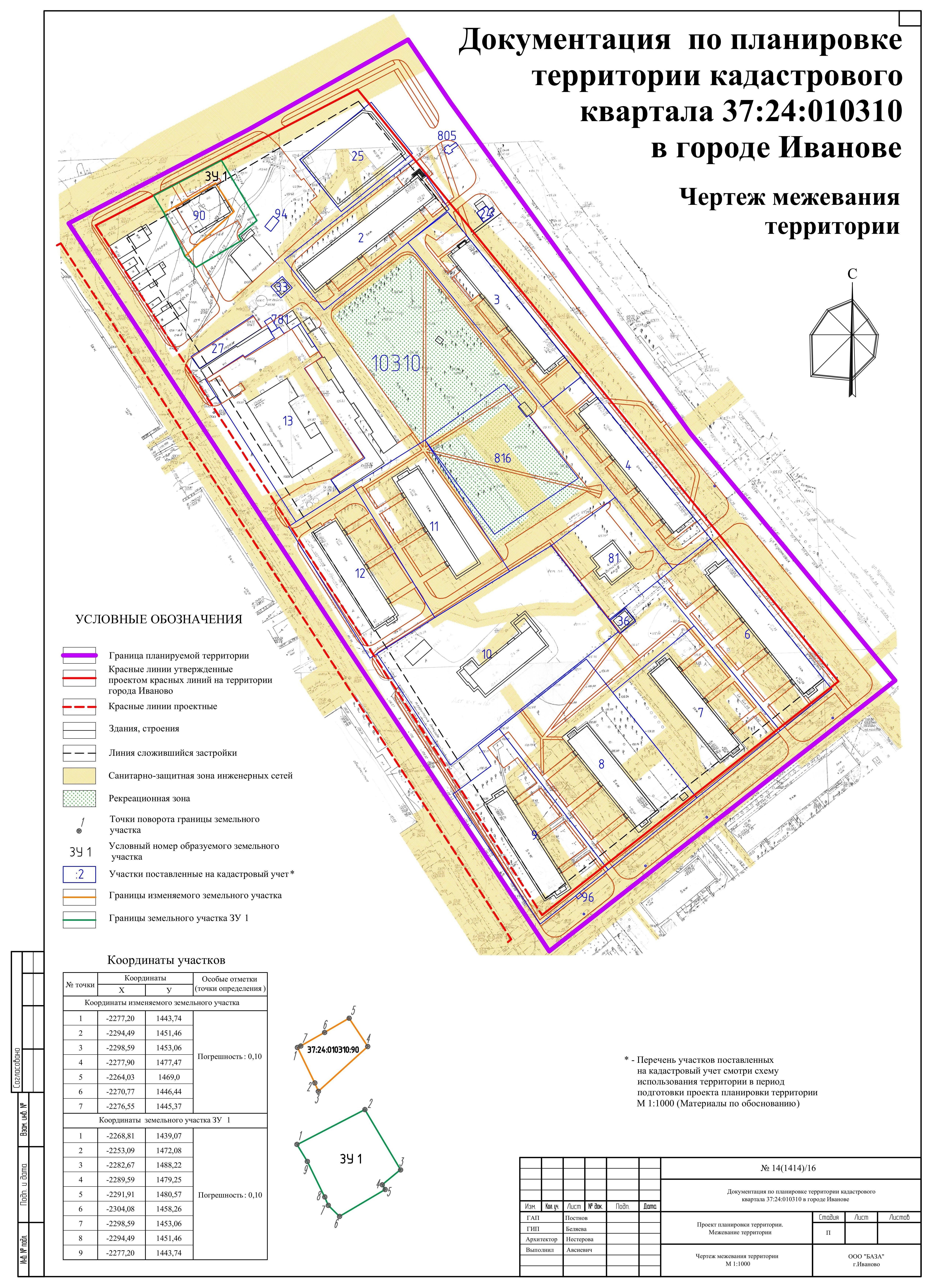 Проект планировки территории кадастрового квартала Документация по планировке территории кадастрового квартала 37:24:010310 в город