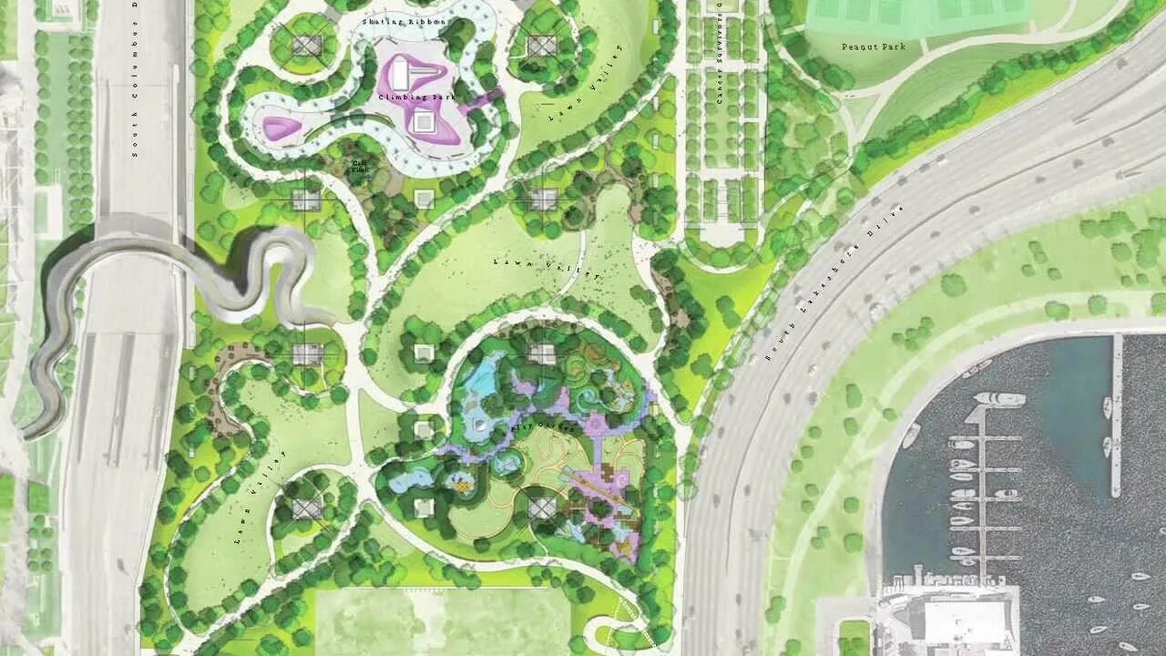 Проект планировки территории парка Designing Maggie Daley Park - YouTube