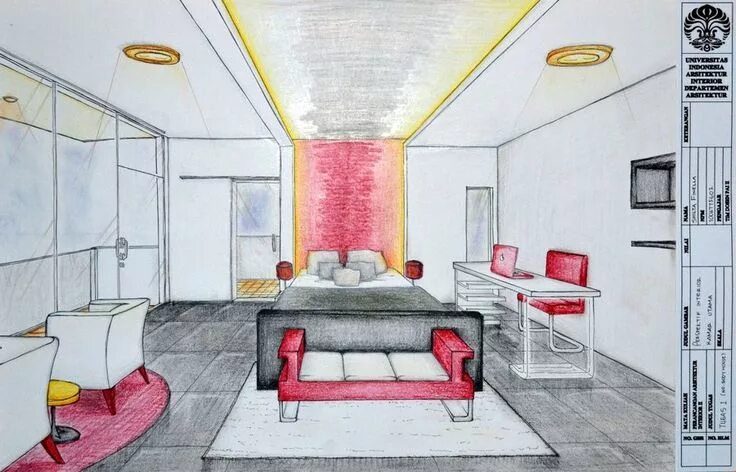 Проект по теме дизайн интерьера 7 класс Bedroom interior perspective by Shilta on deviantART Perspective room, Drawing i