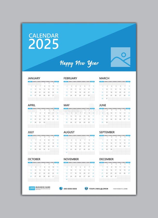 Проект рабочего календаря на 2025 год Wall Calendar 2025 Template. Set of 12 Months for Calendar 2025 Year. Desk Calen