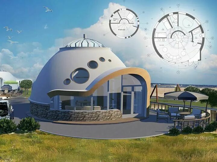 Проект сфера фото Futuristic Dome House with Clocks - Architecture Design Concept