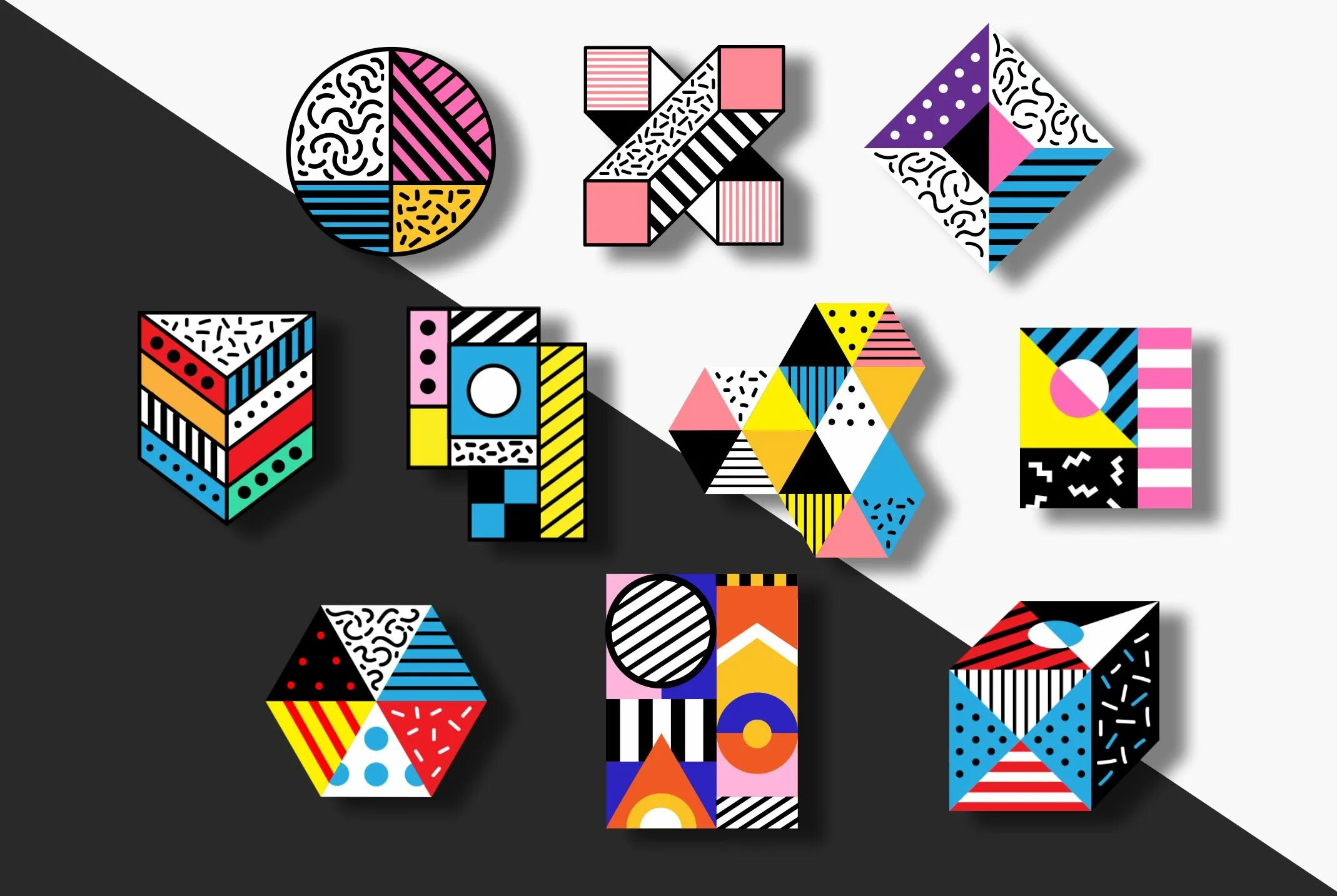 Проект связанный с графическим дизайном https://www.behance.net/gallery/50638141/Geometric-Patches Geometric, Illustrati