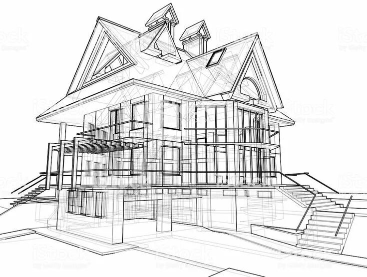 Проектирование дома чертежи 3d wireframe technical draw House blueprints, Blueprint art, Architecture bluepr