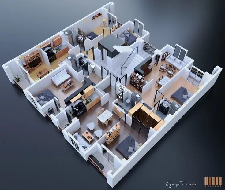 Проектирование интерьера квартиры The interiors of George Turmanidze House layout plans, Model house plan, House l