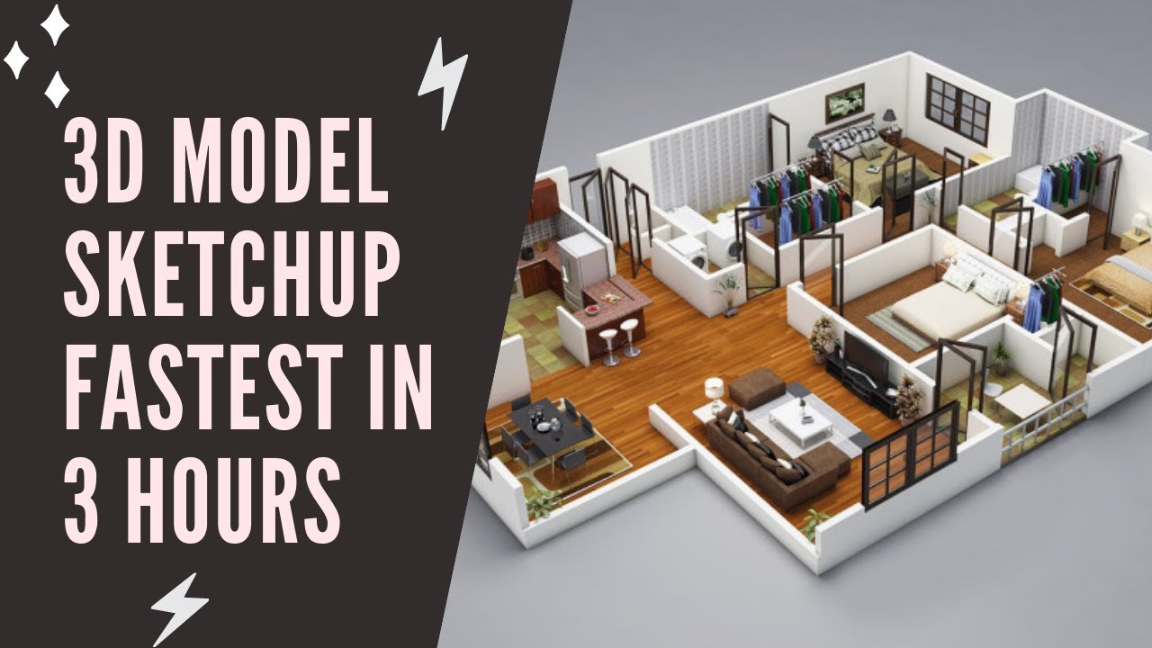 Проектирование интерьера квартиры онлайн бесплатно 3D Model Sketchup Fastest in 3 Hours - YouTube