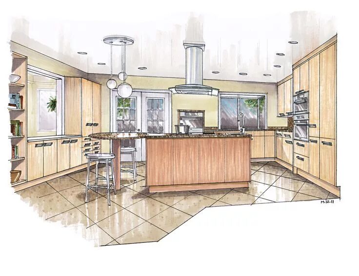 Проектирование мебели и интерьеров Interior design sketches, Interior design kitchen, Interior architecture