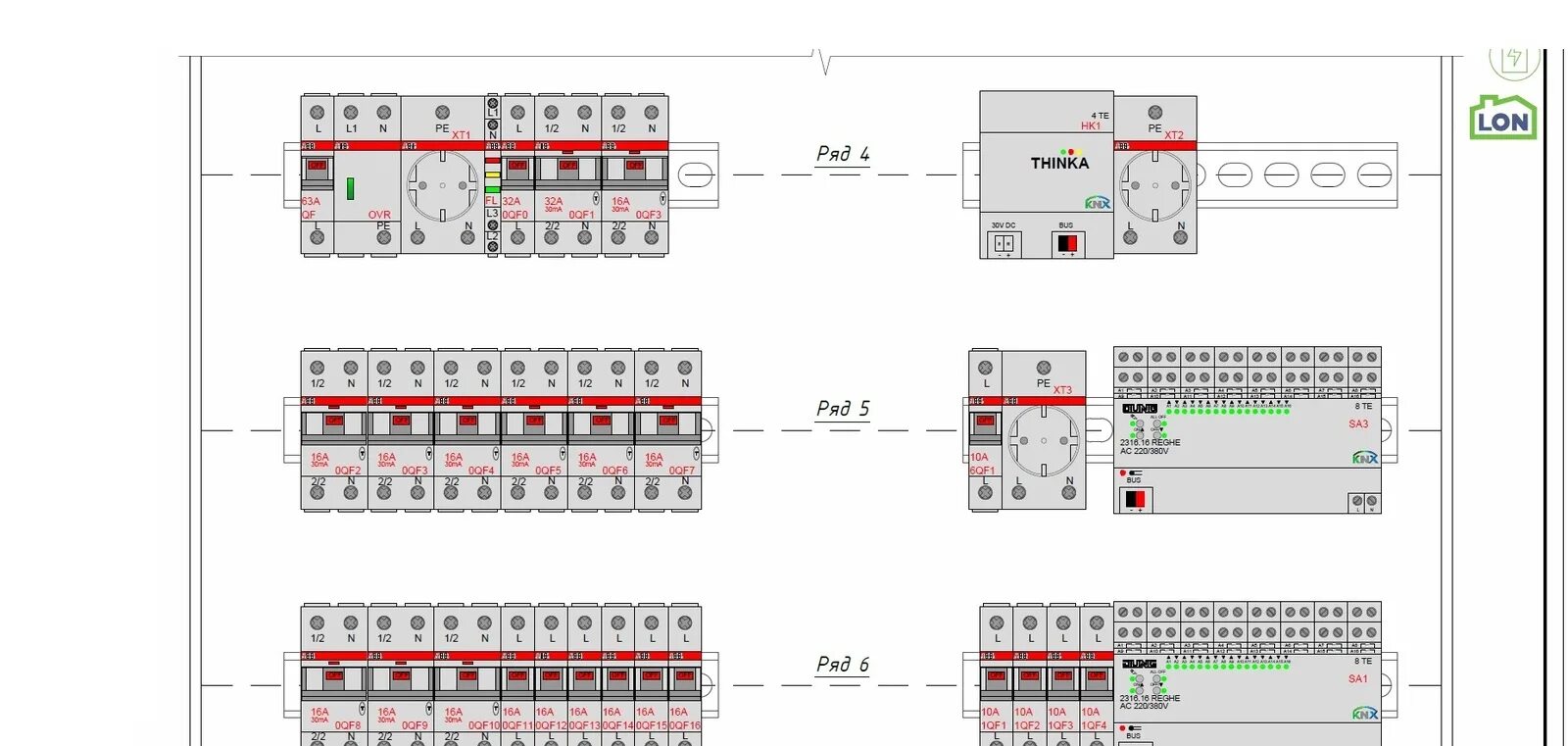 Проектирование схем щитов Abb чертежи автоматов dwg