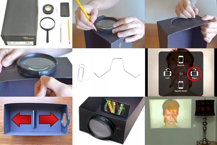 Проектор своими руками в домашних условиях Good idea for iPhone!! Watch tv! Homemade projector, Smartphone projector, Shoe 