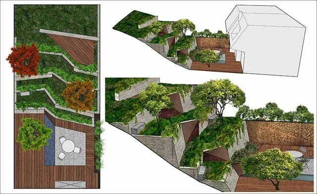 Проекты 3 х уровневой планировки участка Μοντέρνος Κήπος Backyard, Sloped garden, Landscape design