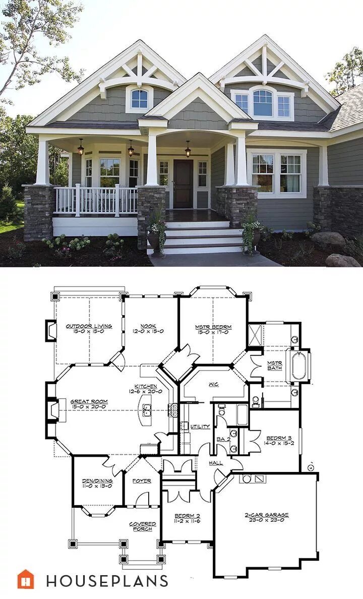 Проекты американских домов с планировками Pin by Nicole Douglas on Houses Craftsman house plans, Craftsman house, House st