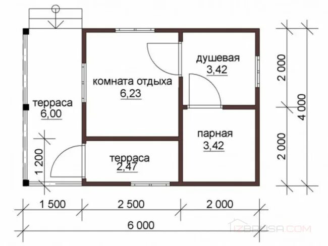 Проекты бань 6х4 из пеноблоков с планировкой Баня из бруса "ББ-10" 6x4м проект под ключ, цена от 817 000 руб.