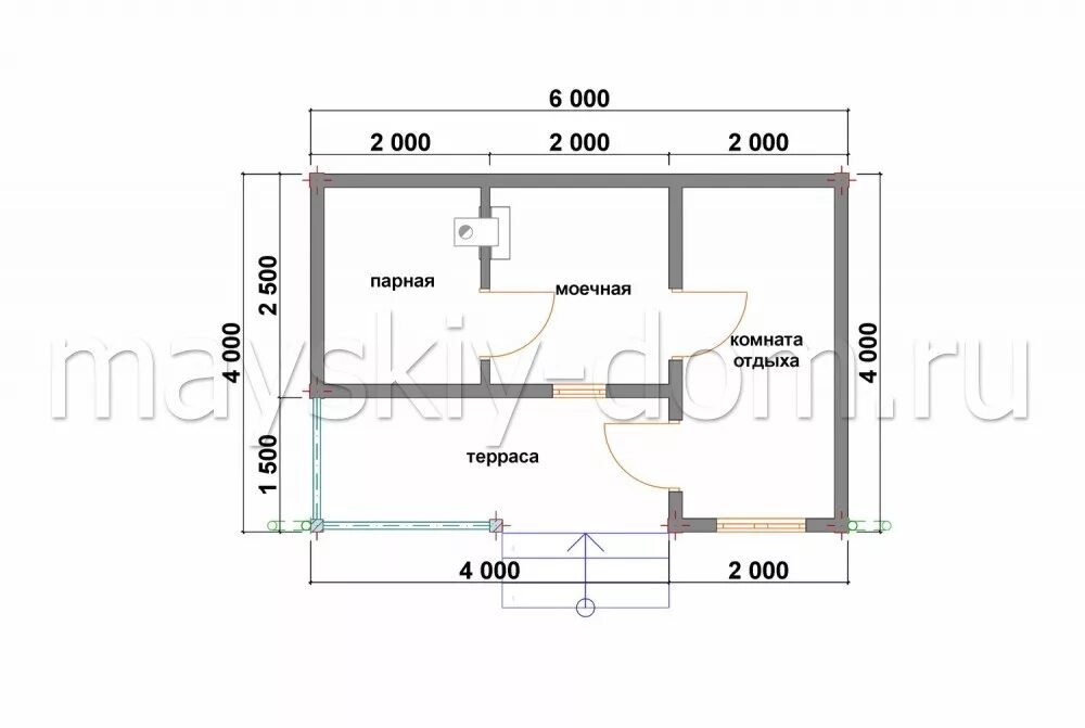 Проекты бань 6х4 с террасой фото Проект бани 6х4 с террасой