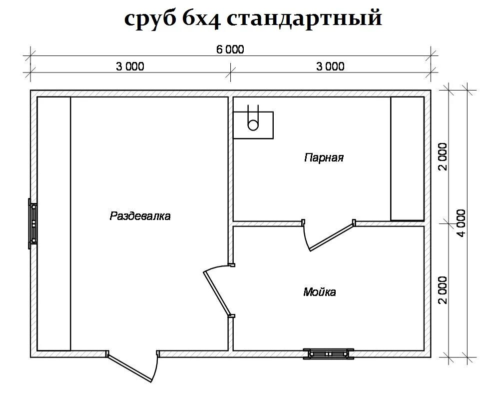 Проекты бань из бруса 4х4 бесплатно чертежи Каркасная баня 6х4 проекты фото - DelaDom.ru