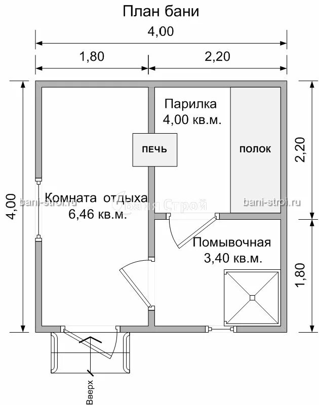 Проекты бань из бруса 4х4 бесплатно чертежи Баня из бруса 4х4 Проект Б-3 Баня Строй