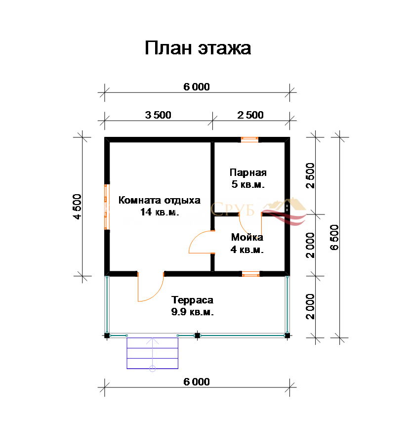 Проекты бань с комнатой фото БПБ-4 Кострома Сруб