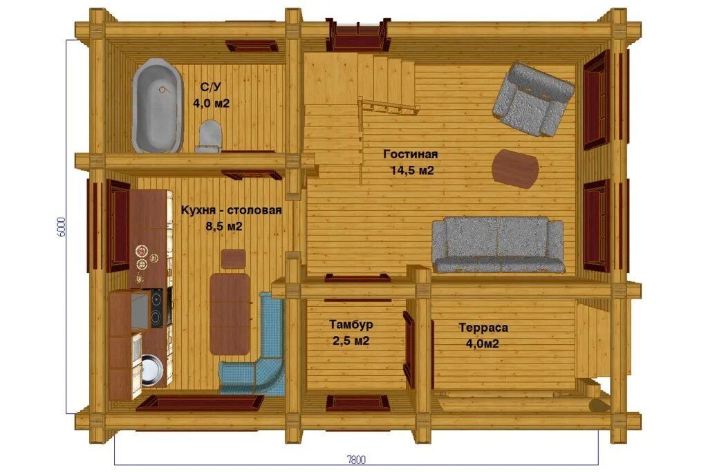 Проекты бань с комнатой фото Проекты бань из бревна 6х6 фото - DelaDom.ru