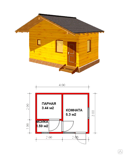 Проекты бани из бруса 3х4 фото БАНЯ ИЗ СТРОГАННОГО БРУСА - 3х4 м, цена от 220 000 руб. в Новосибирске от компан