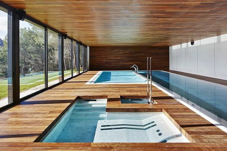 Проекты бассейнов фото GRAS arquitectos: kubik extension, extreme contrast Dream pool indoor, Indoor ou