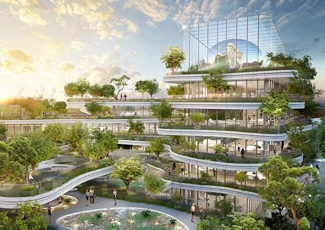 Проекты будущего фото Soprema HQ - Eco-futuristic building by Vincent Callebaut Architectures Green bu