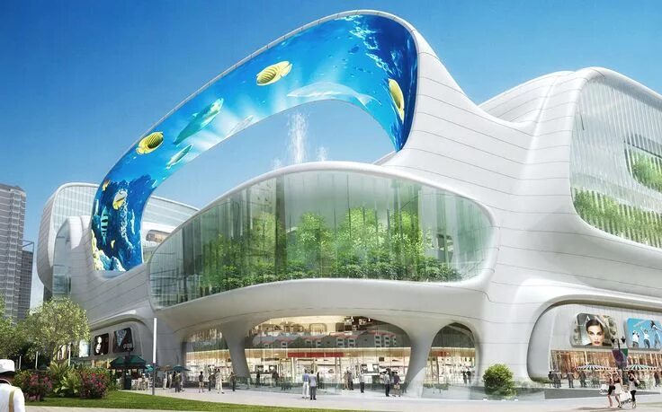 Проекты будущего фото This crazy Chinese shopping mall has a massive vertical aquarium, an LED canopy 