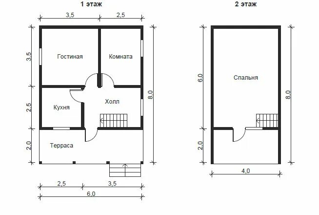 Проекты чертежами каркасных домов 6х8 Проект № 15. Дом 6х8 м из профилированного бруса. Цена от 405 000 рублей.