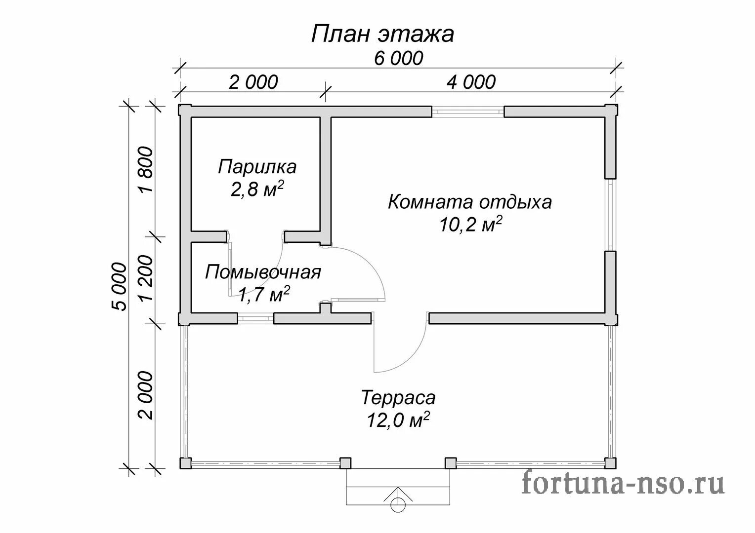 Проекты чертежи бани террасы Баня 6 на 5 - Проект ББ-25 ООО "ФОРТУНА"