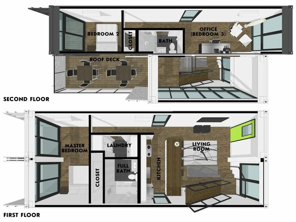 Проекты чертежи домов с морских контейнеров Container House 2 - FOXWORTH ARCHITECTURE PLLC Container house, Container house 