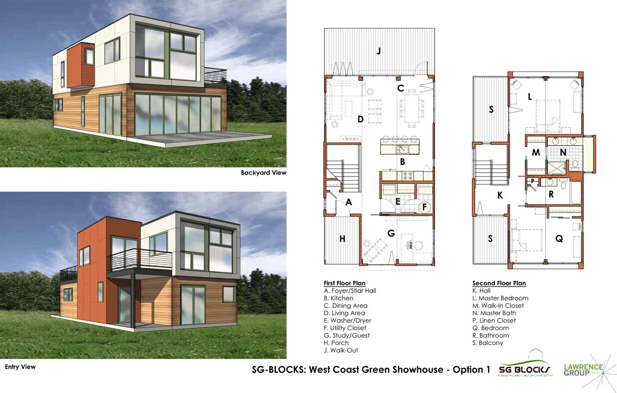 Проекты чертежи домов с морских контейнеров Container House: SG Blocks, Harbinger House, Designed by Lawrence Group - Floor.