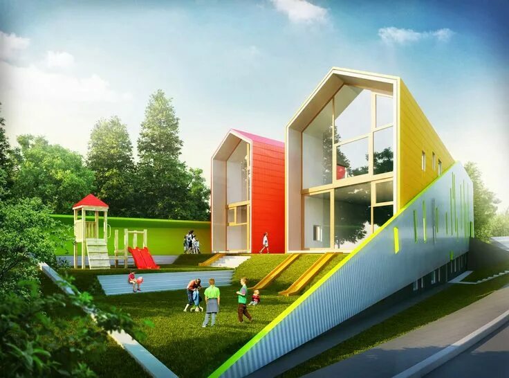 Проекты детских садов фото http://conveyer.bg/bg/projects/детска-градина-кита School architecture, Kinderga