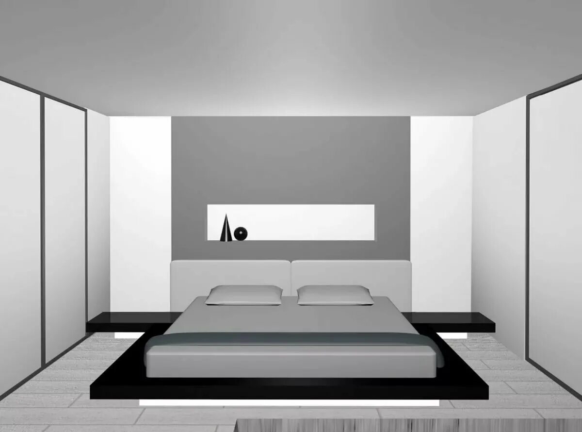 Проекты дизайна интерьера минимализм Minimal bed - 74 photo