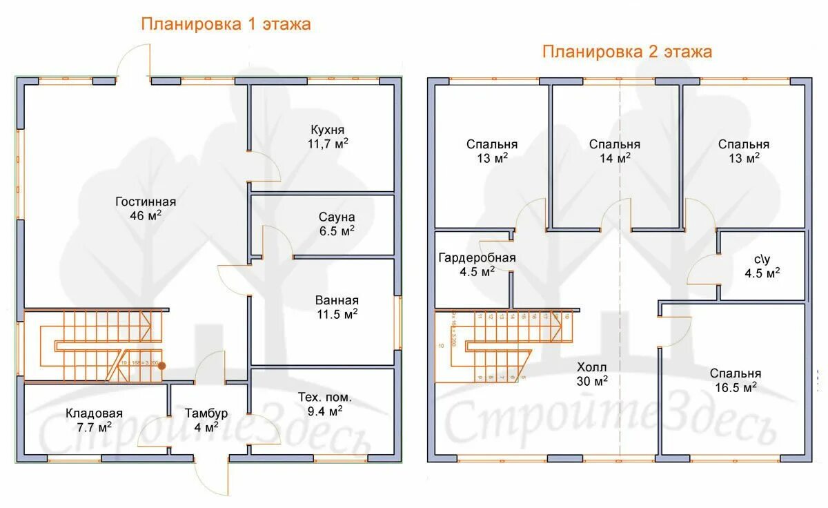 Проекты домов 10х10 двухэтажный планировка Проект дома Берн, размер 10 на 10м