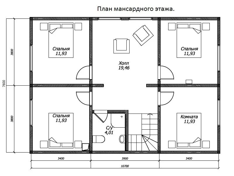 Проекты домов 10х10 с чертежами Дом из клееного бруса 10*12 (Проект КБ-115)