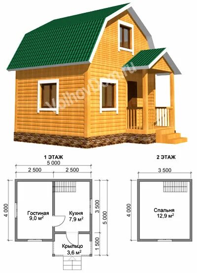 Проекты домов 5 на 5 фото Дом из бруса под усадку. Проект дома из бруса усадку 4 х 5