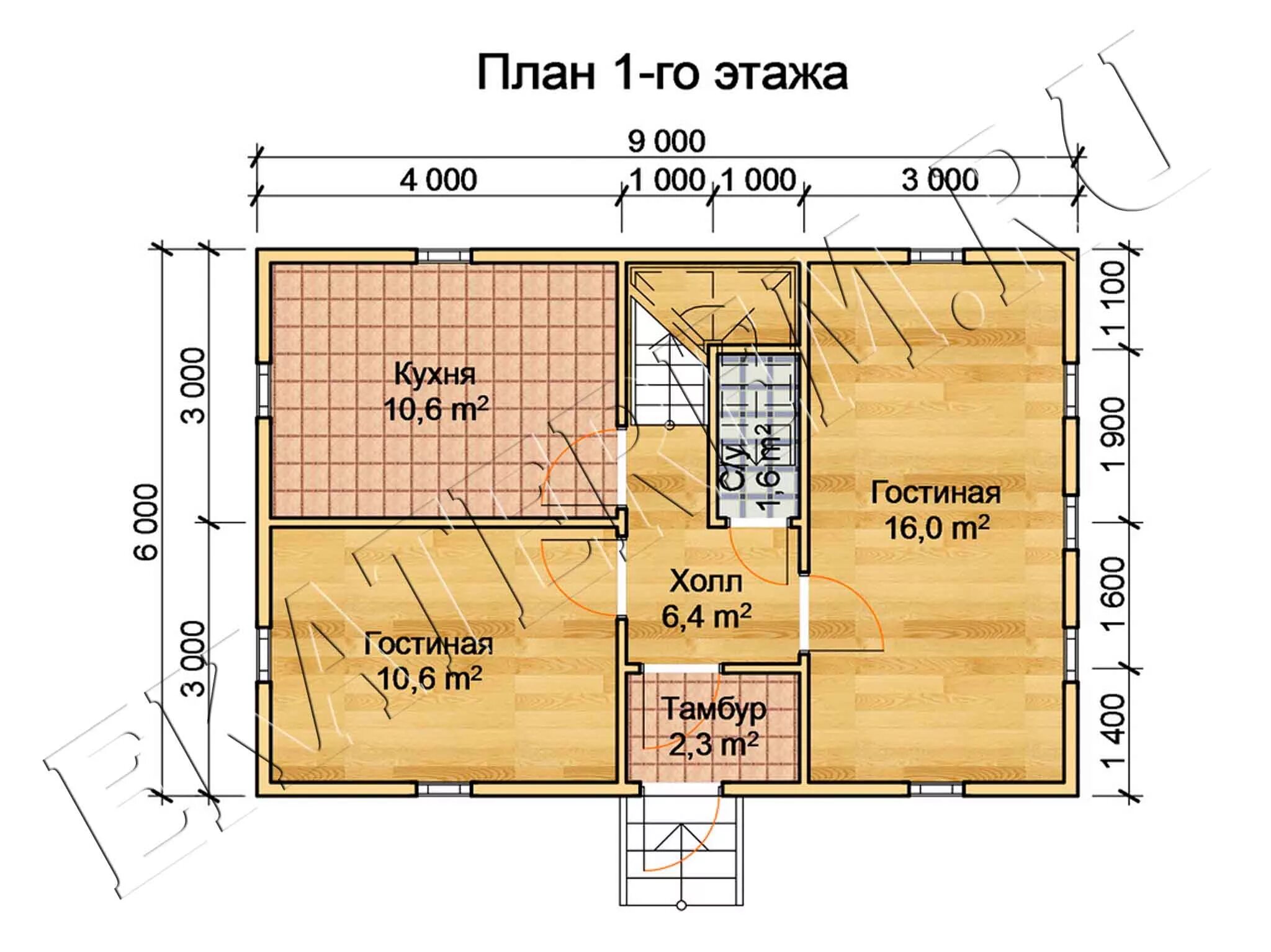 Проекты домов 6х9 фото Н-26. Дом из бруса, 85 кв.м. (6х9), 2 этажа Проект дома в Череповце за 796 000 р