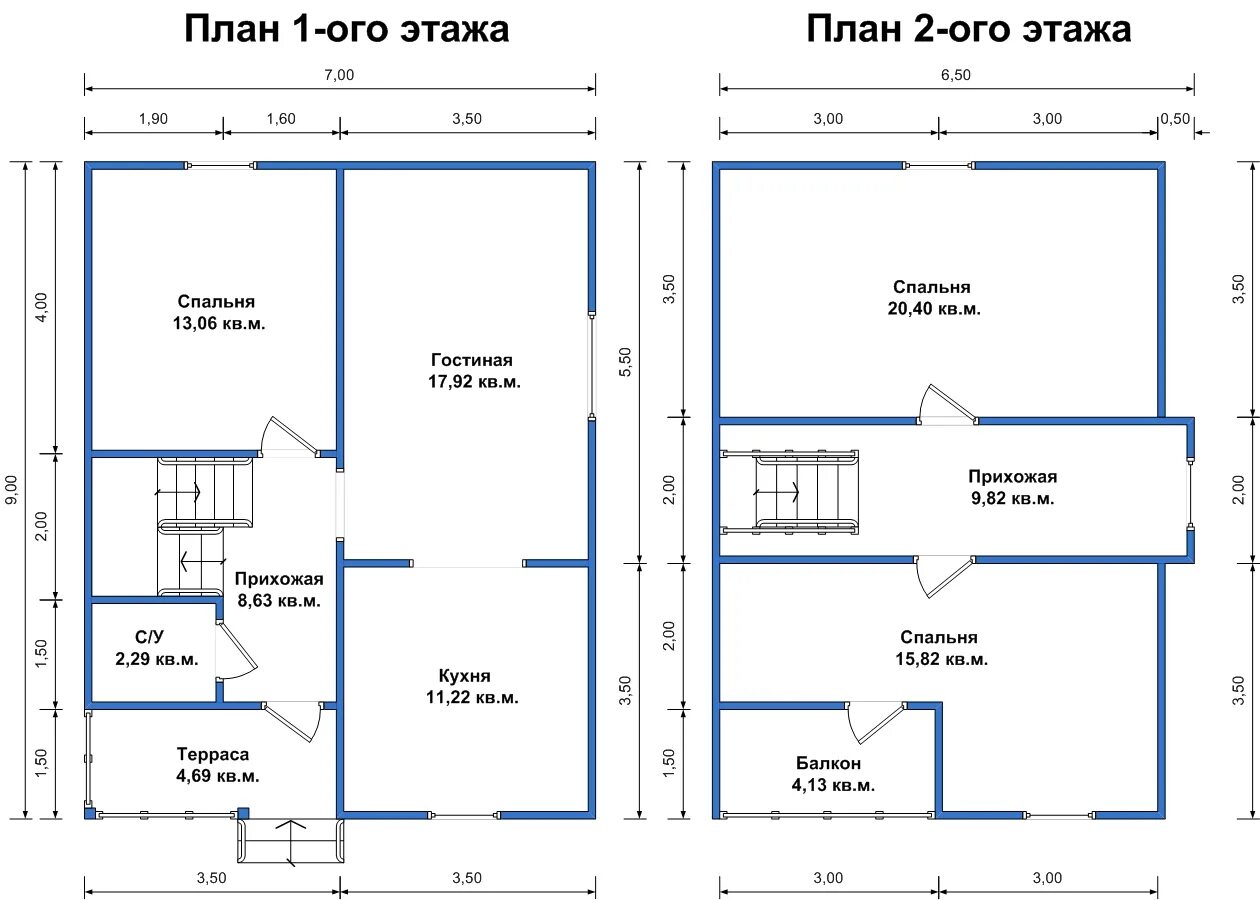 Двухэтажный каркасно-щитовой дом 7x8 в Ростове "Юг Дом"