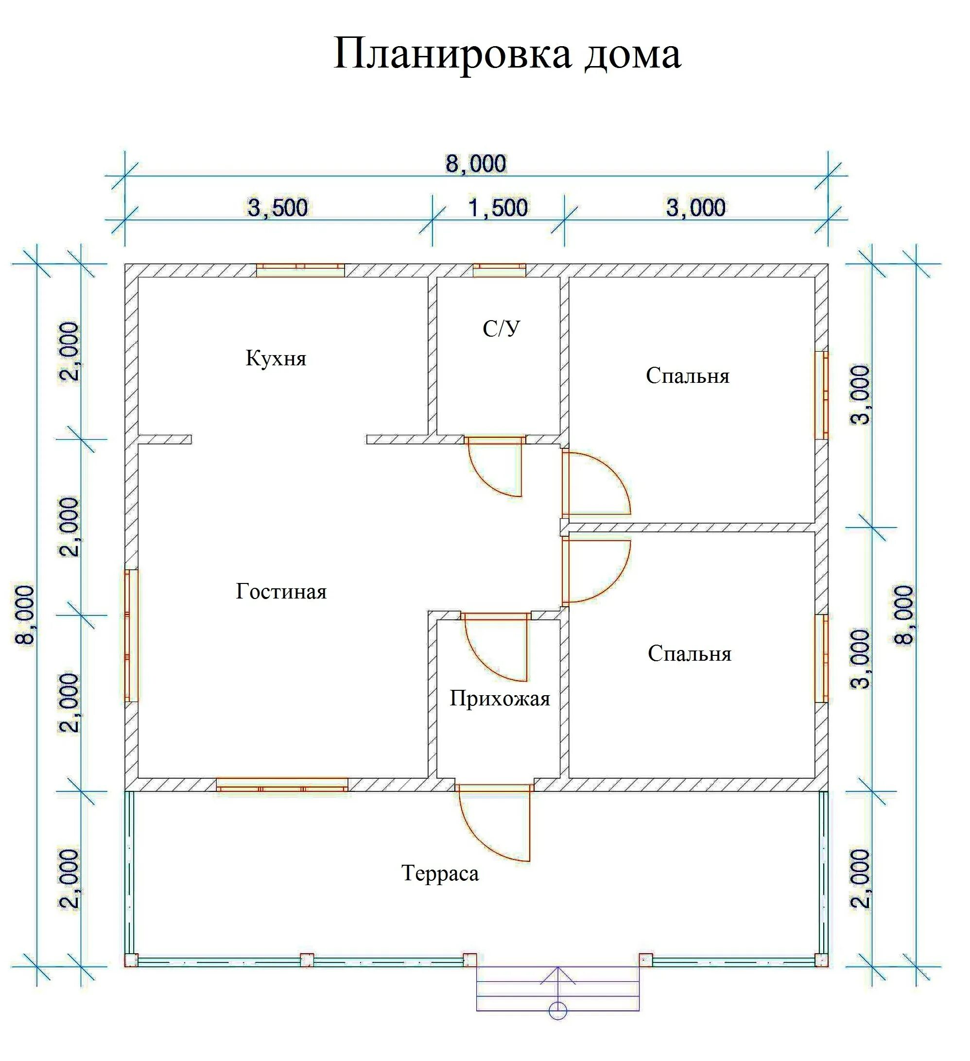 Проекты домов 8 8 бесплатно чертежи Планировка дома 8х10 одноэтажный фото - DelaDom.ru