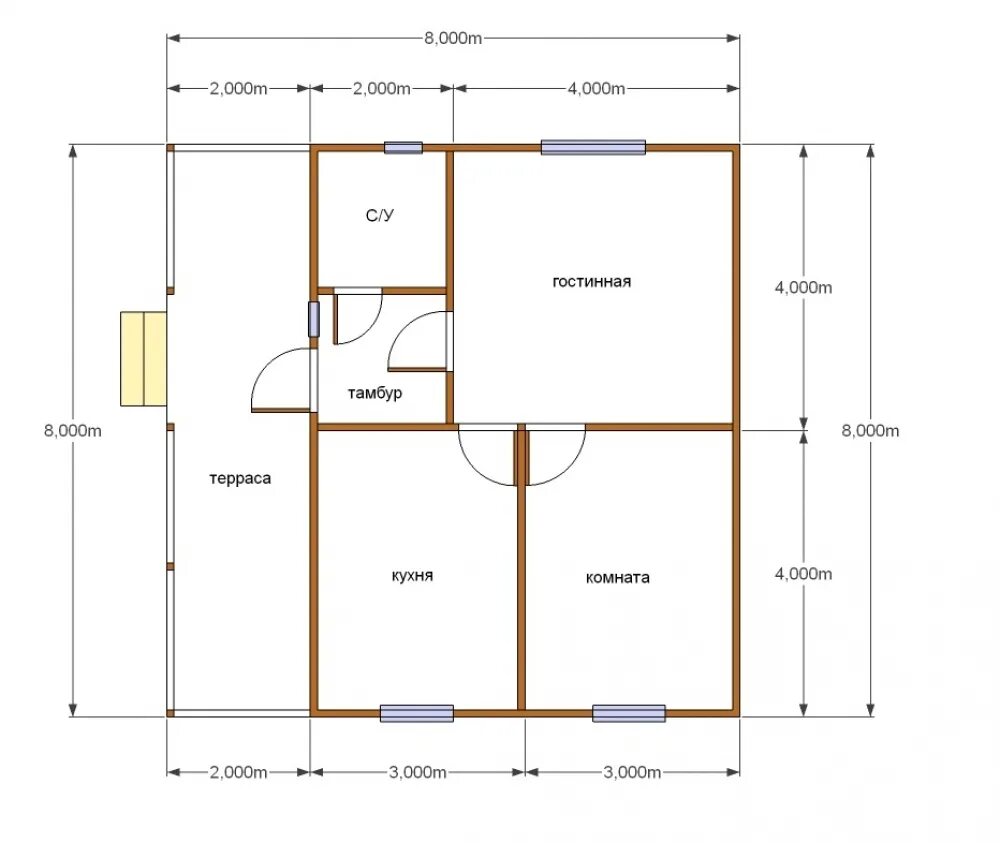 Проекты домов 8х8 планировка Проект дома 8х8 одноэтажный