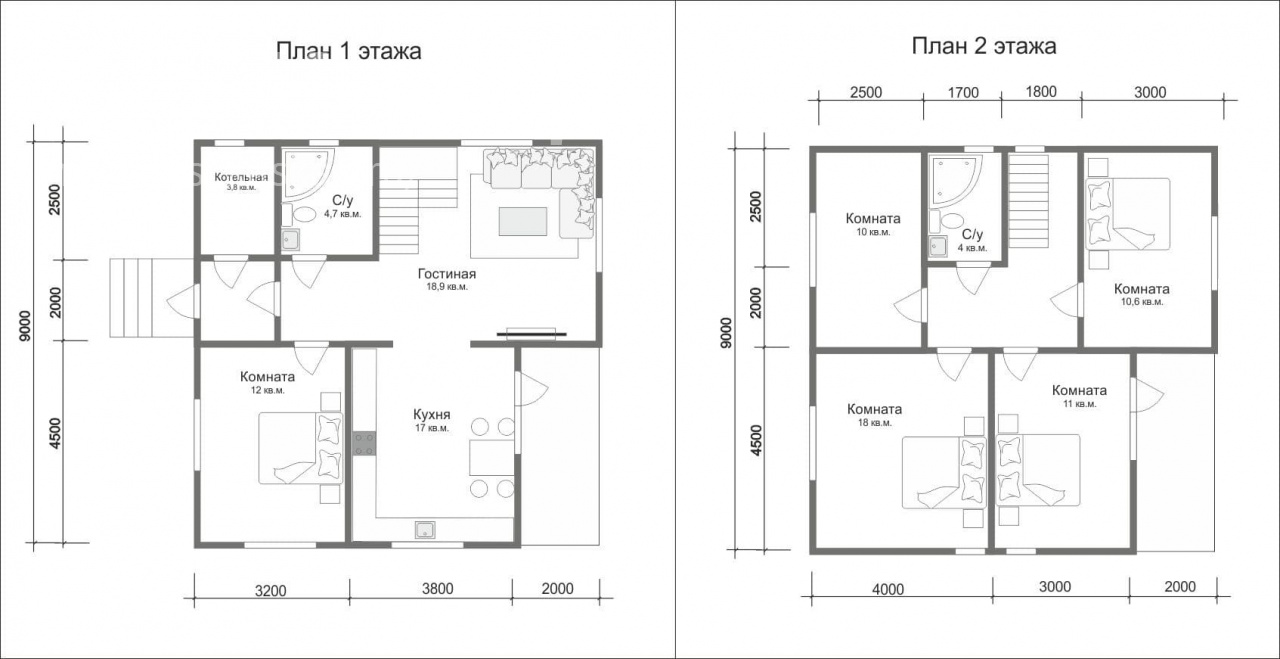 Проекты домов 9х9 фото Каркасный дом 9х9м. КД-10 ДНП "Простоквашино"