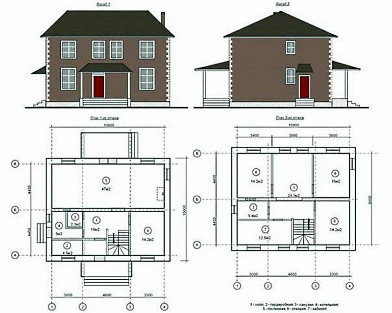 Проекты домов двухэтажных 150 кв чертежи Проект дома 2 этаж фото - DelaDom.ru