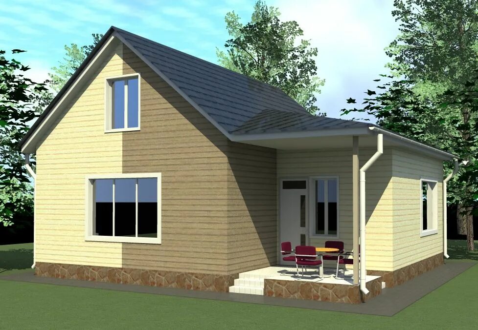 Проекты домов эконом вариант Фасад недорогого дома с мансардным этажом Small house design plans, Small house 