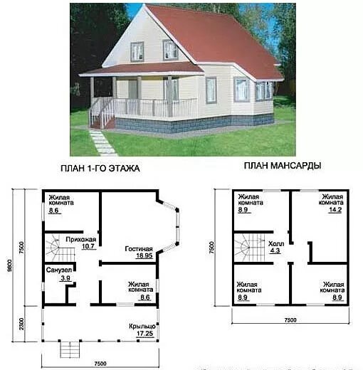 Проекты домов из пеноблоков с планировкой Дачный дом из бруса с мансардой Building a house, House styles, House